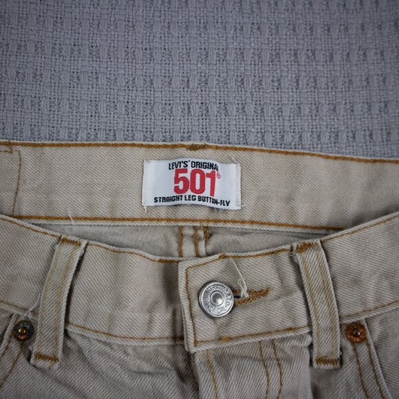 Levi's 501 Off White Beige Denim Vintage Y2K Denim 38x30 - Picture 6 of 9